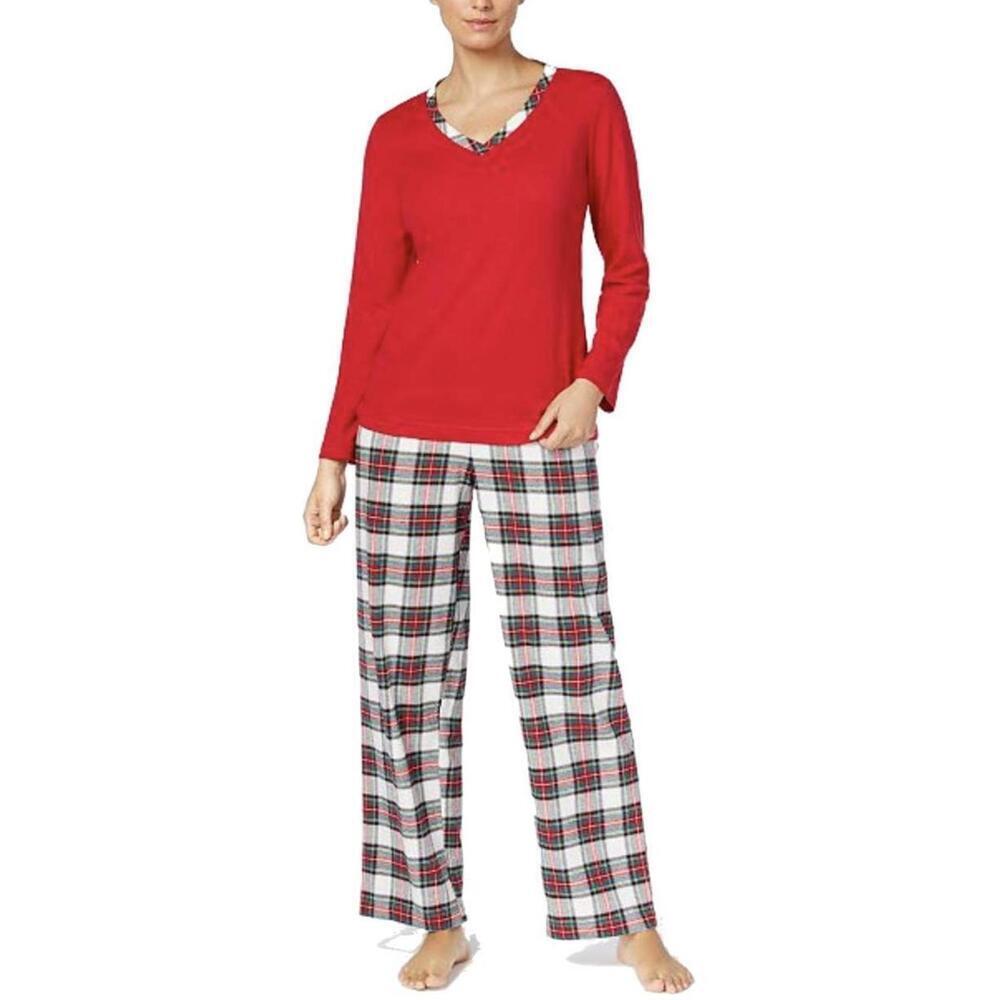 Charter Club Womens Flannel Mix It Top & Printed Pants Pajama Set Size 2XL - Picture 1 of 1